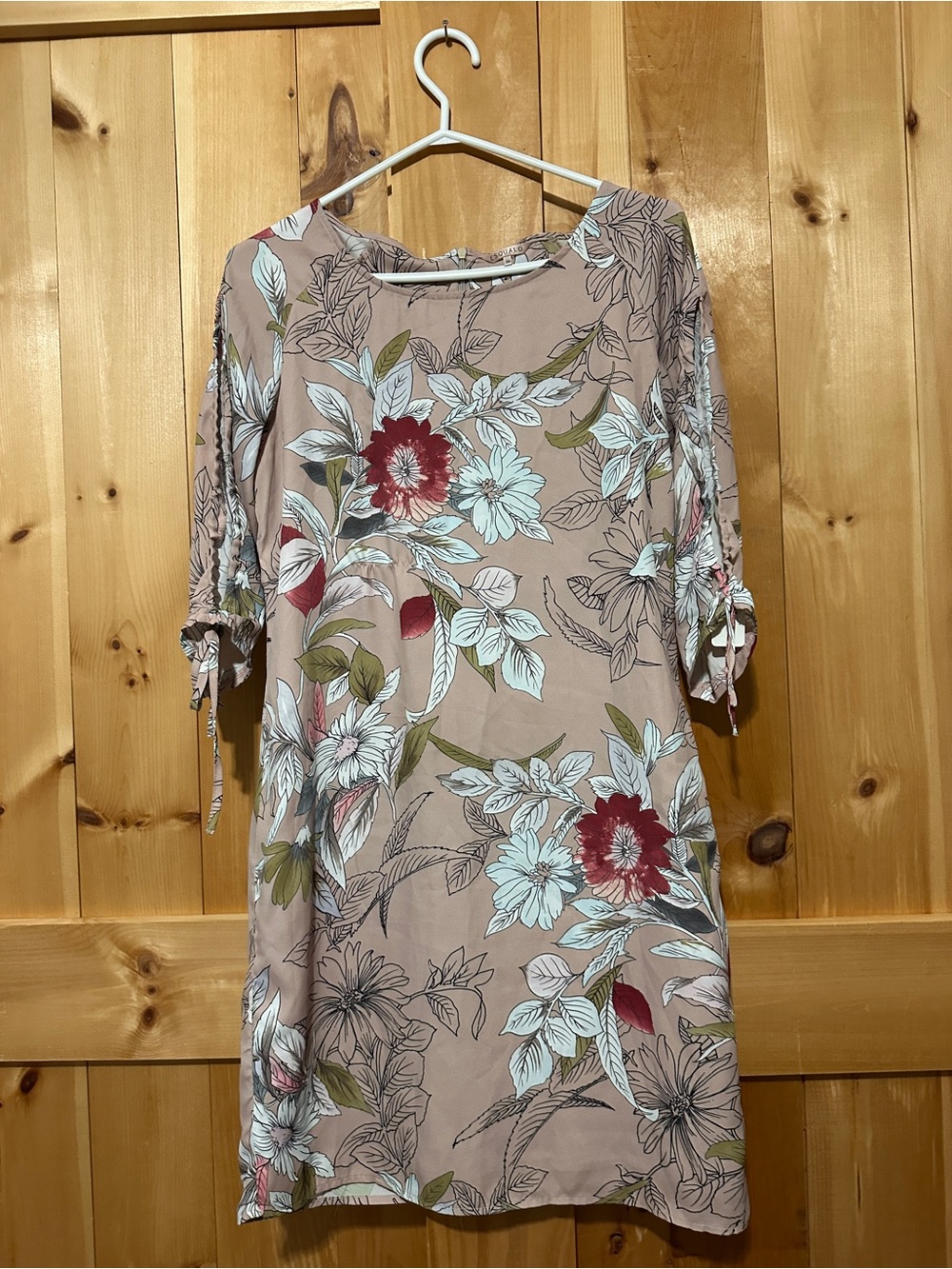 ESQUALO Blush Pink Floral Tie-Sleeve Tunic